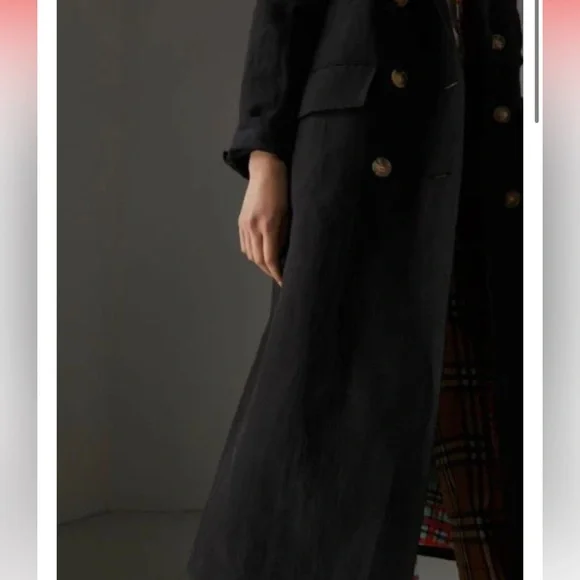 Burberry London Parwood linen silk blend double breasted trench coat us2 XS